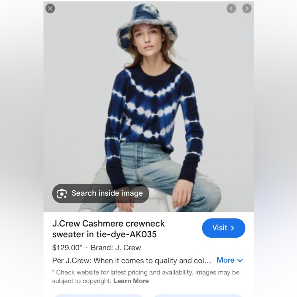 J.Crew Cashmere crewneck sweater in tie-dye-AK035